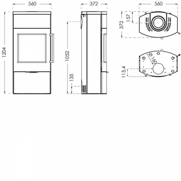 dimensions poele a bois tt80