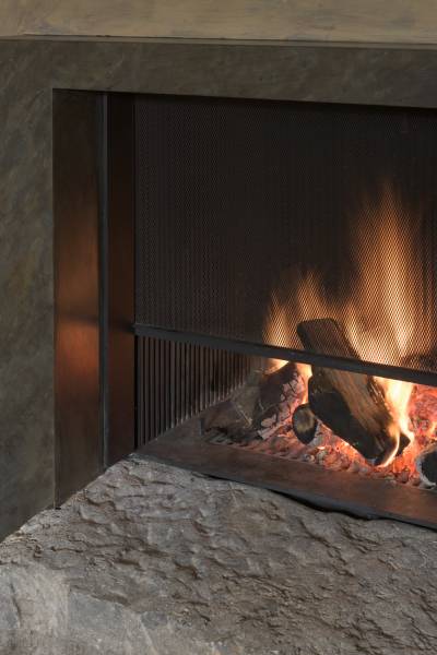 foyer bois ouvert metalfire architecte design moderne habillage insert