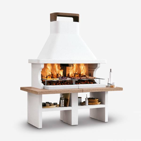 Barbecue à bois avec deux grilles