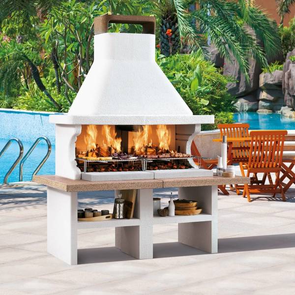 Barbecue à bois avec deux grilles