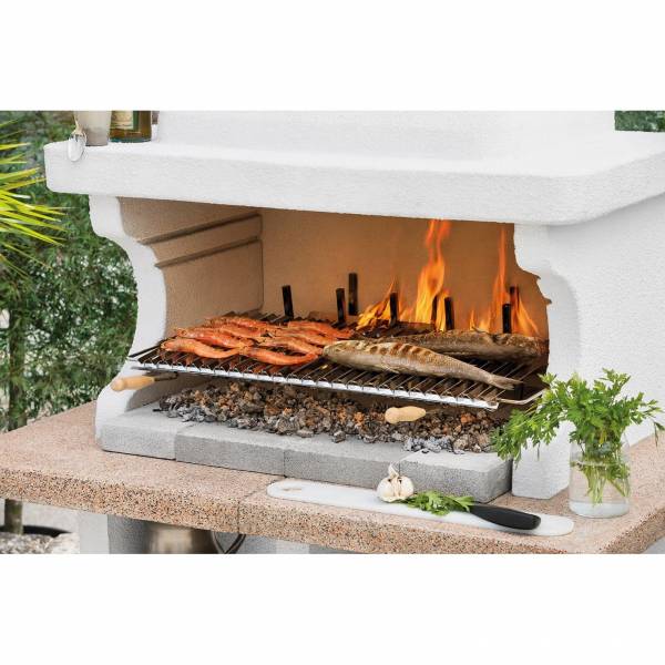 Barbecue à bois avec deux grilles