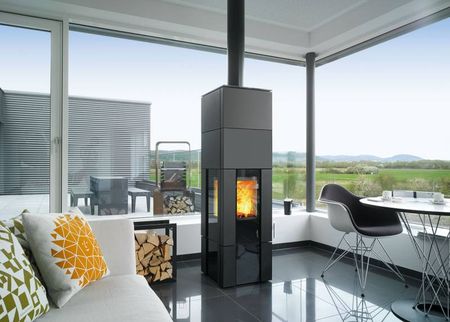 Notre zone d'activité pour ce service Achat poêle à bois Palazzetti avec commande à distance programmable double combustion et installation dans pièce de vie principale